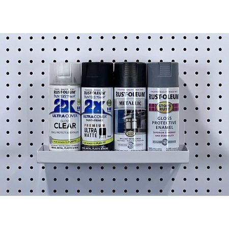 Triton Products 12 In. W x 6 In. D White Epoxy Coated Steel Shelf for 1/8 In. and 1/4 In. Pegboard 2 Pack 76126W-2